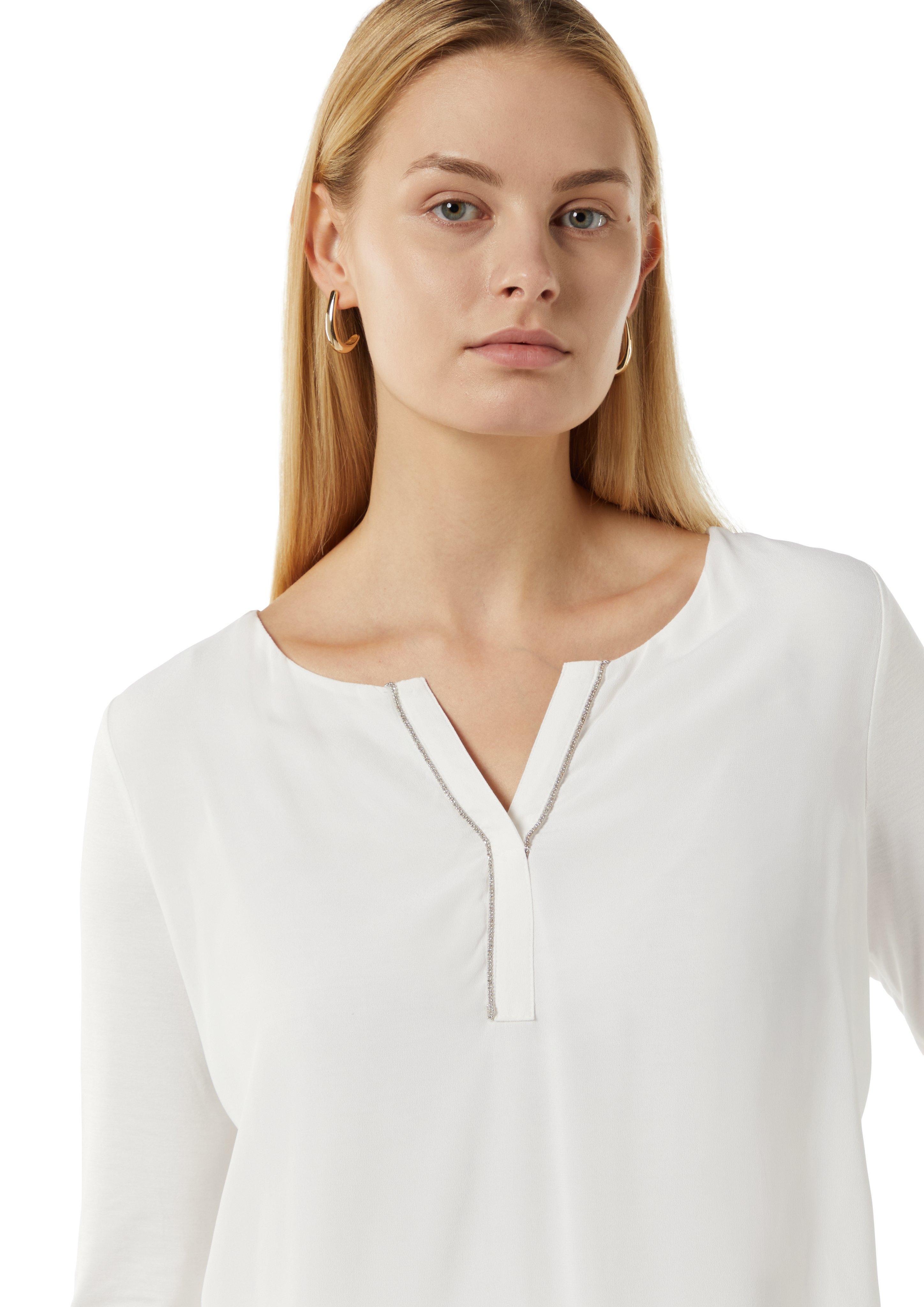 Longsleeve aus Jersey mit Ziersteinen - weiß