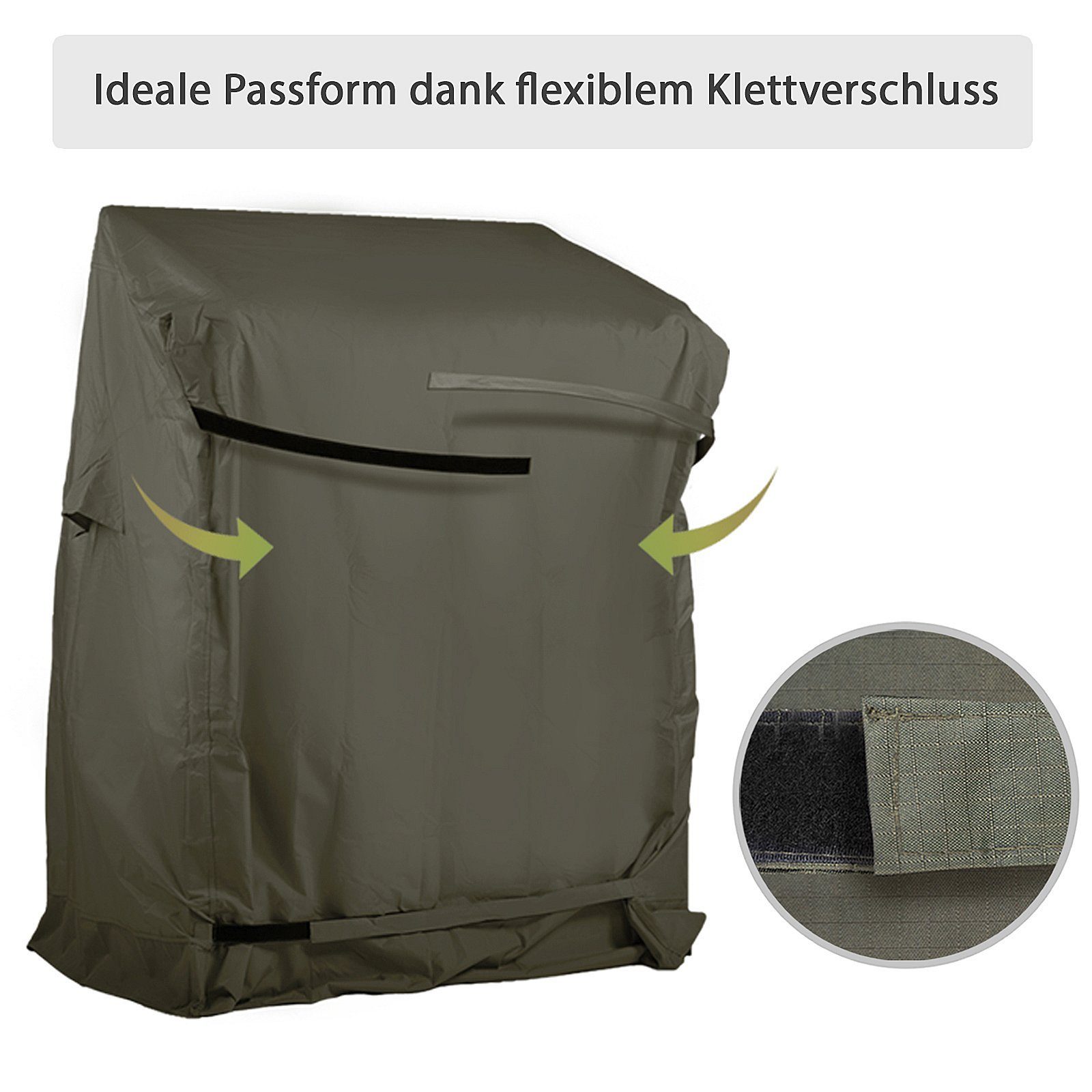 Strandkorb Hanse Strandkorb-Schutzhülle Premium Strandkorbhülle, Abdeckhaube in grün, 600D, winterfest, Segeltuch-Qualität, UV-beständig & atmungsaktiv