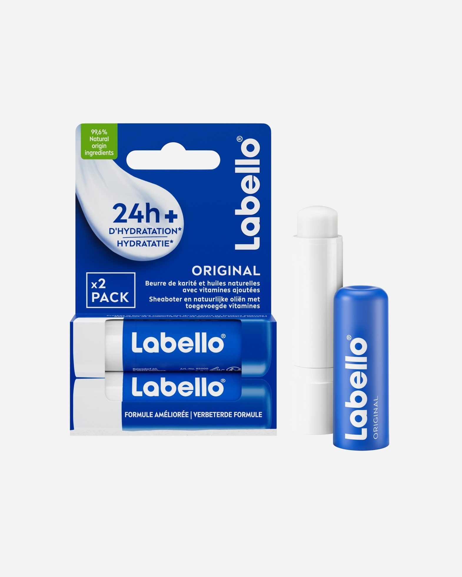 Labello balzami za njegu usana, pakiranje od 2 originalna hidratantna štapića