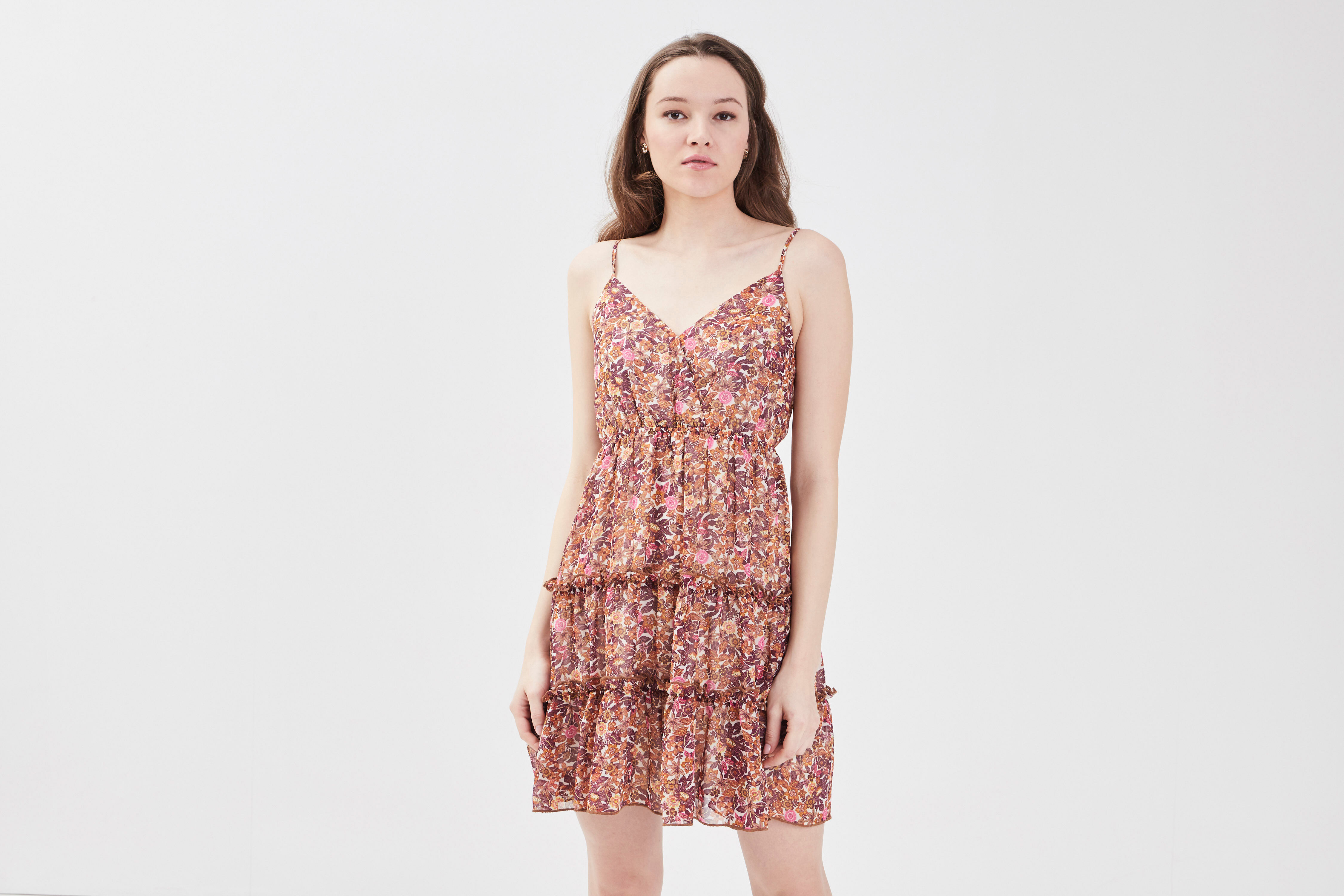 Robe évasée avec bretelles ecru femme | Cache Cache