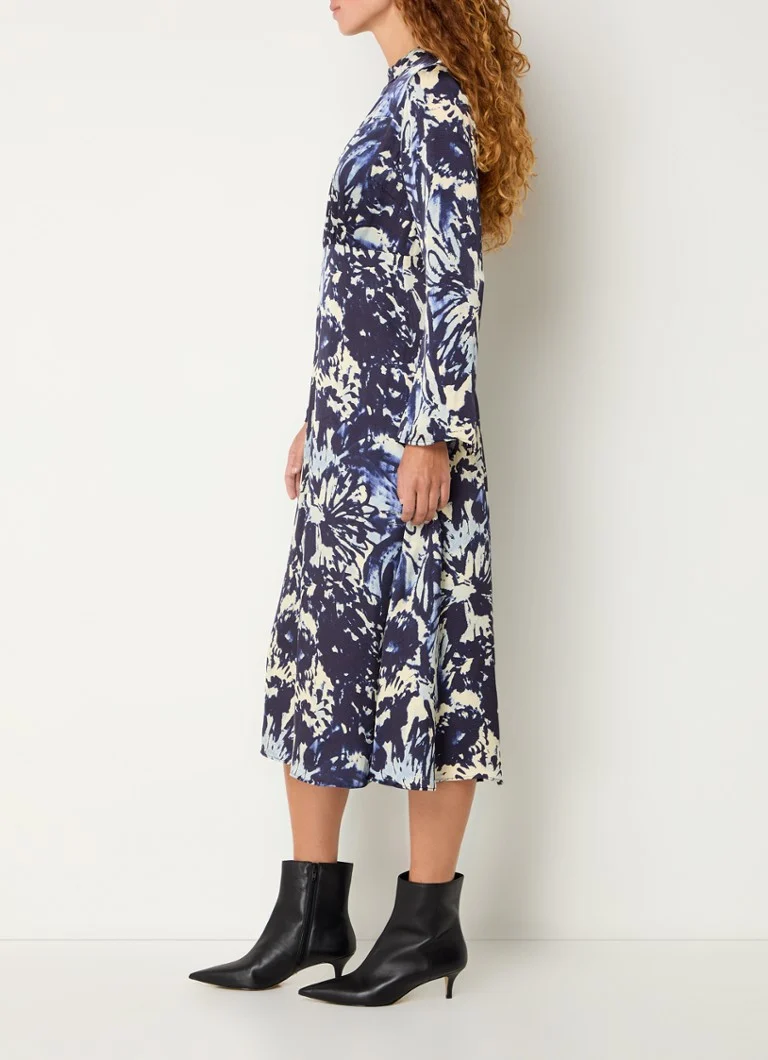 Abito tunica midi in raso con stampa floreale Whistles Dazzled