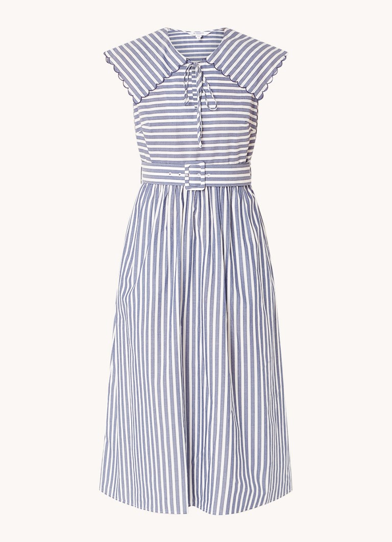 L.K.Bennett  Beau midi jurk met streepprint en ceintuur