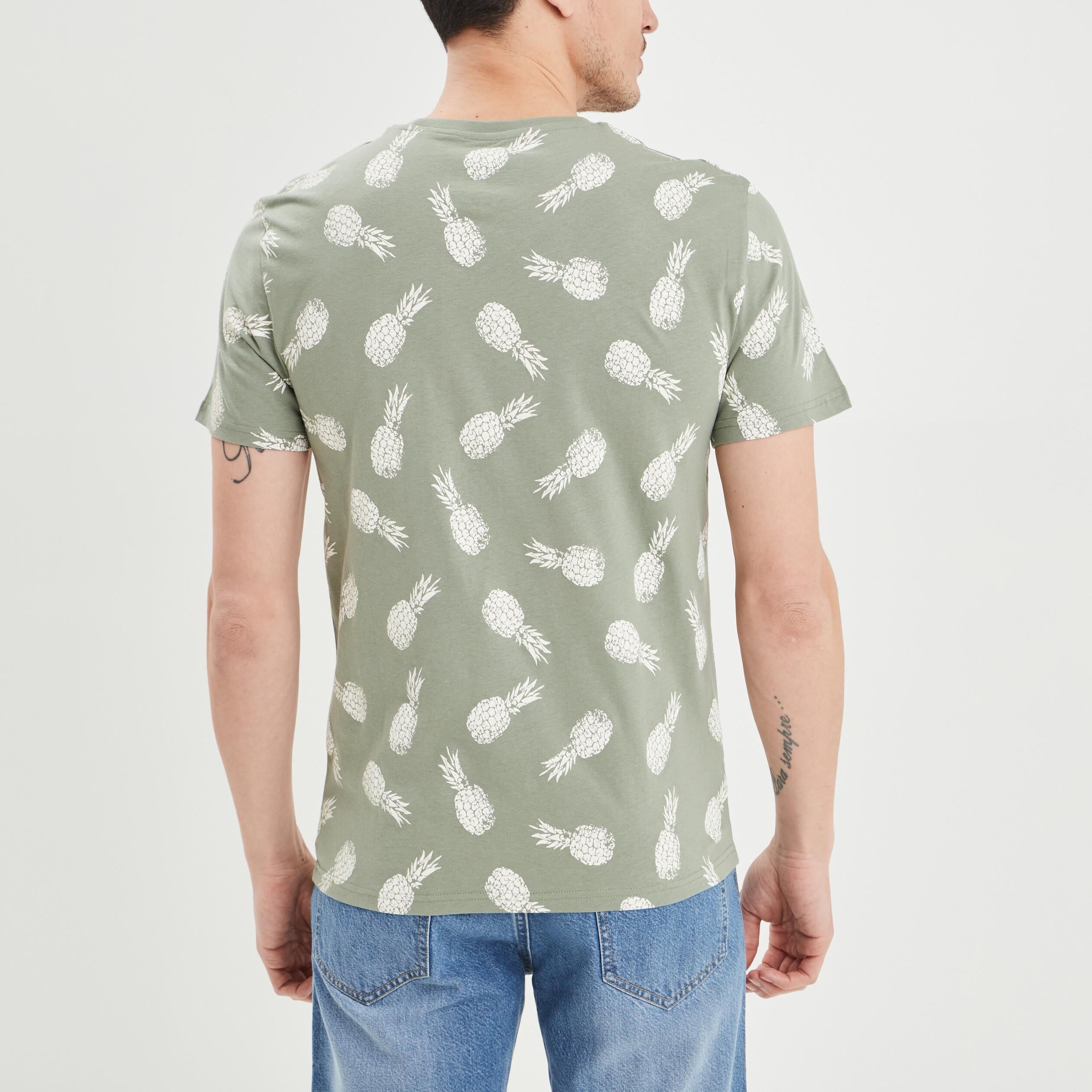 T-shirt manches courtes vert kaki homme | La Halle