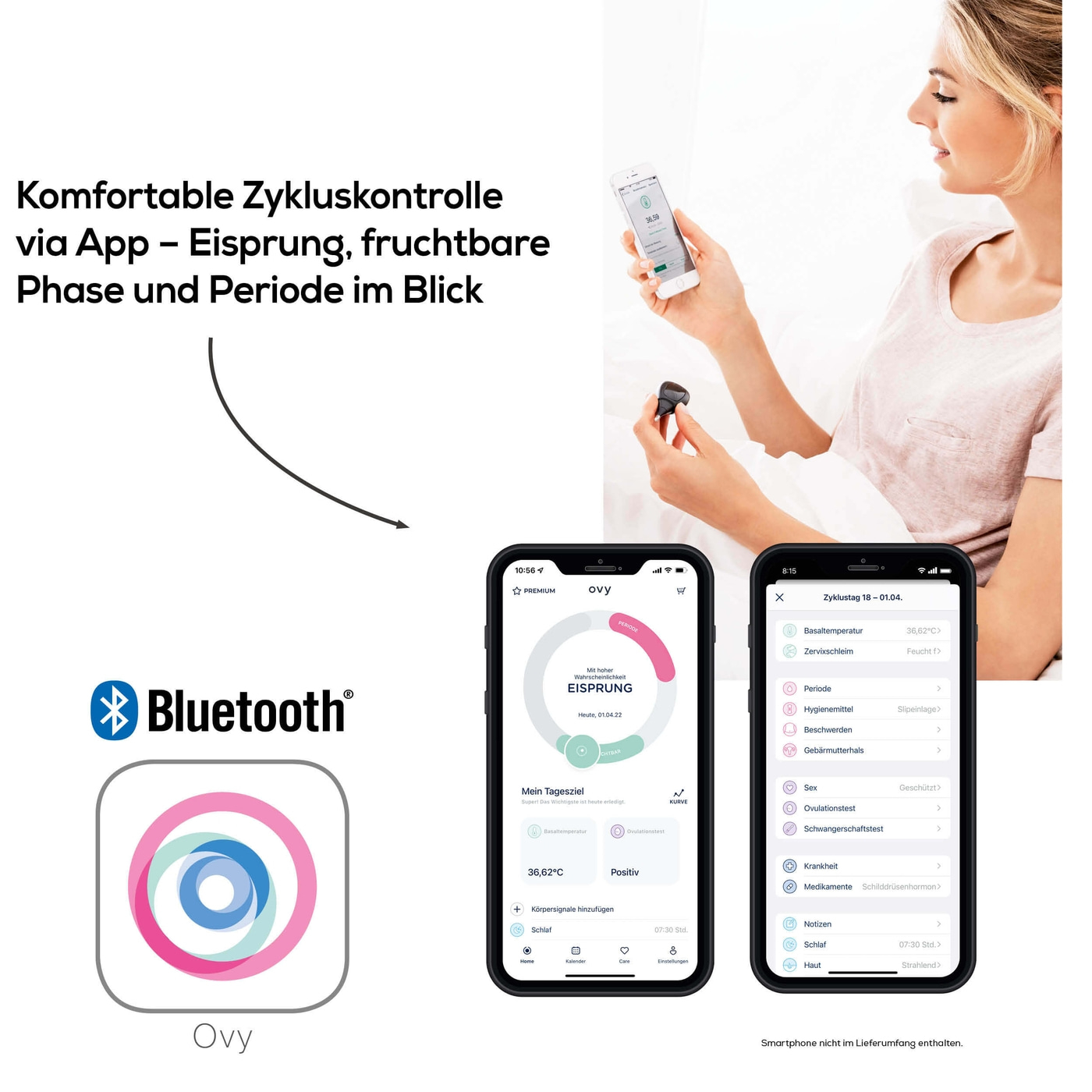 Beurer Basalthermometer OT 30-Basalthermometer für Schwangerschaft oder Zyklustracking - Bluetooth® kompatibel mit „Ovy“ App