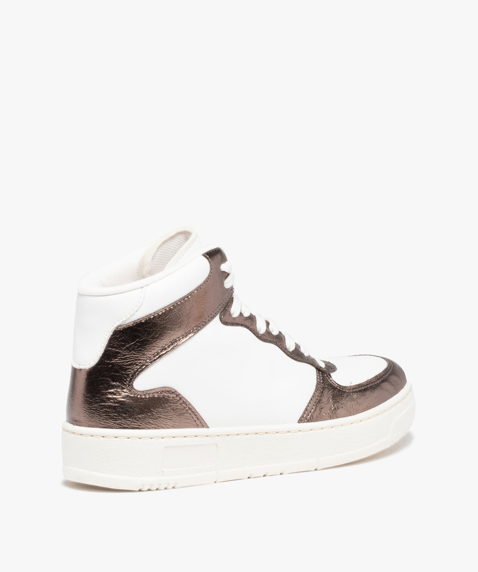 Baskets femme mid-cut à détails brillants blanc | GEMO