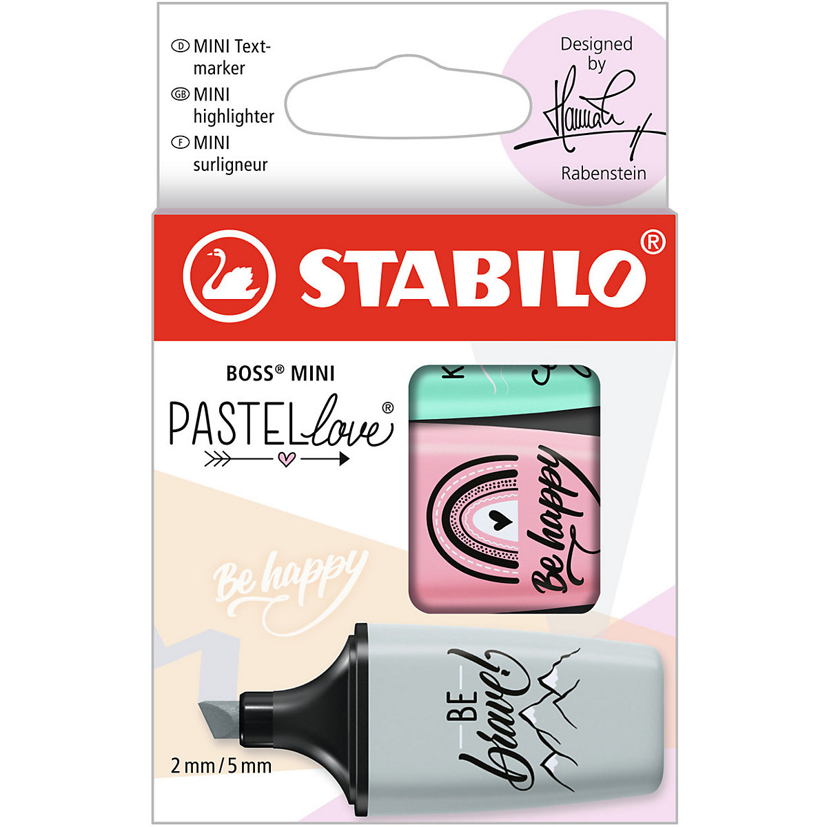 Textmarker BOSS MINI Pastellove 2.0, 3 Farben (rouge, türkis, minzgrün)