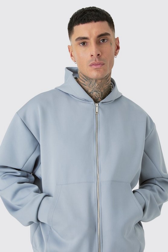 Tall kastiger Oversize Scuba Hoodie mit Reißverschluss