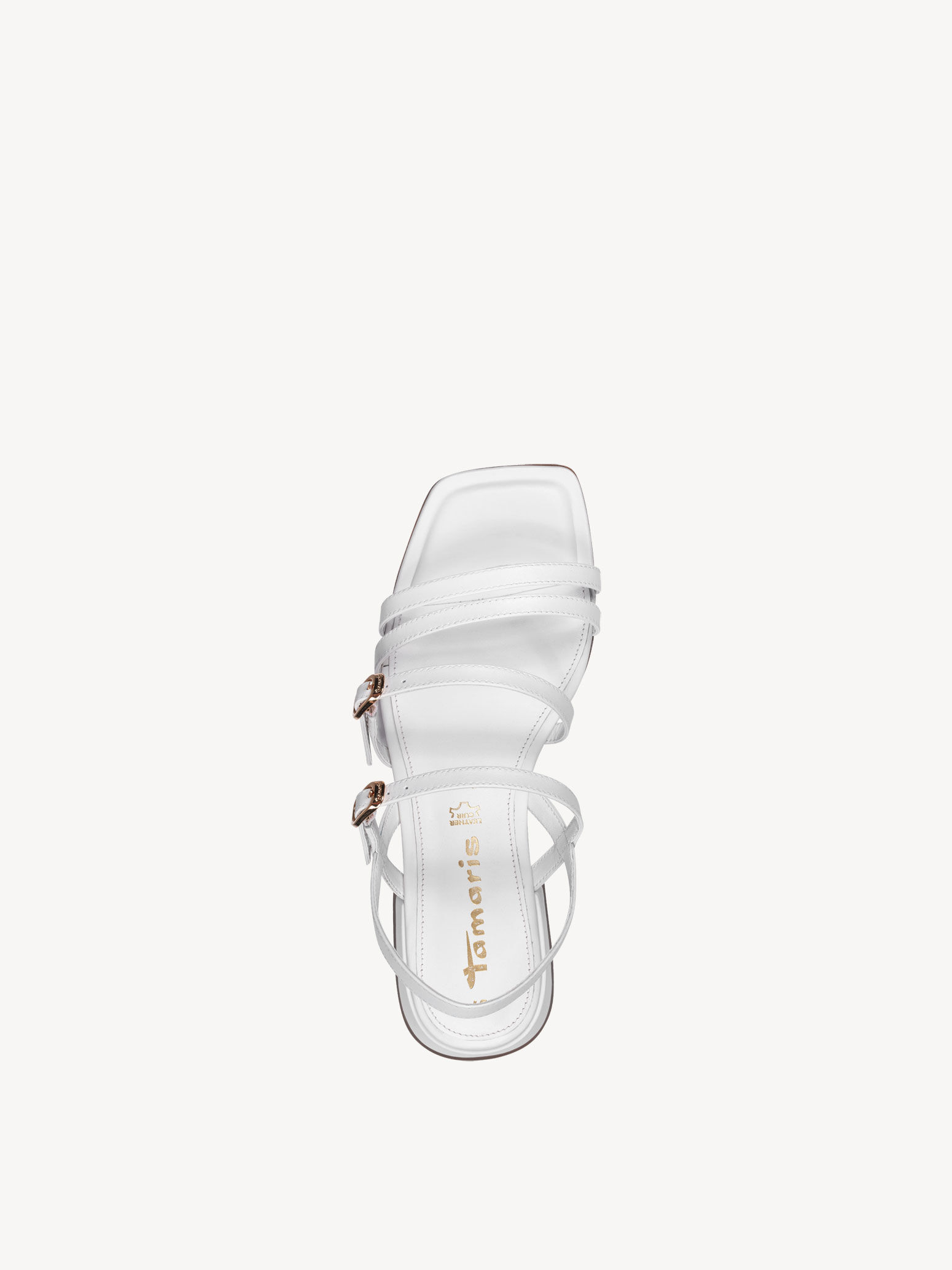 Sandale à talon en cuir - blanc