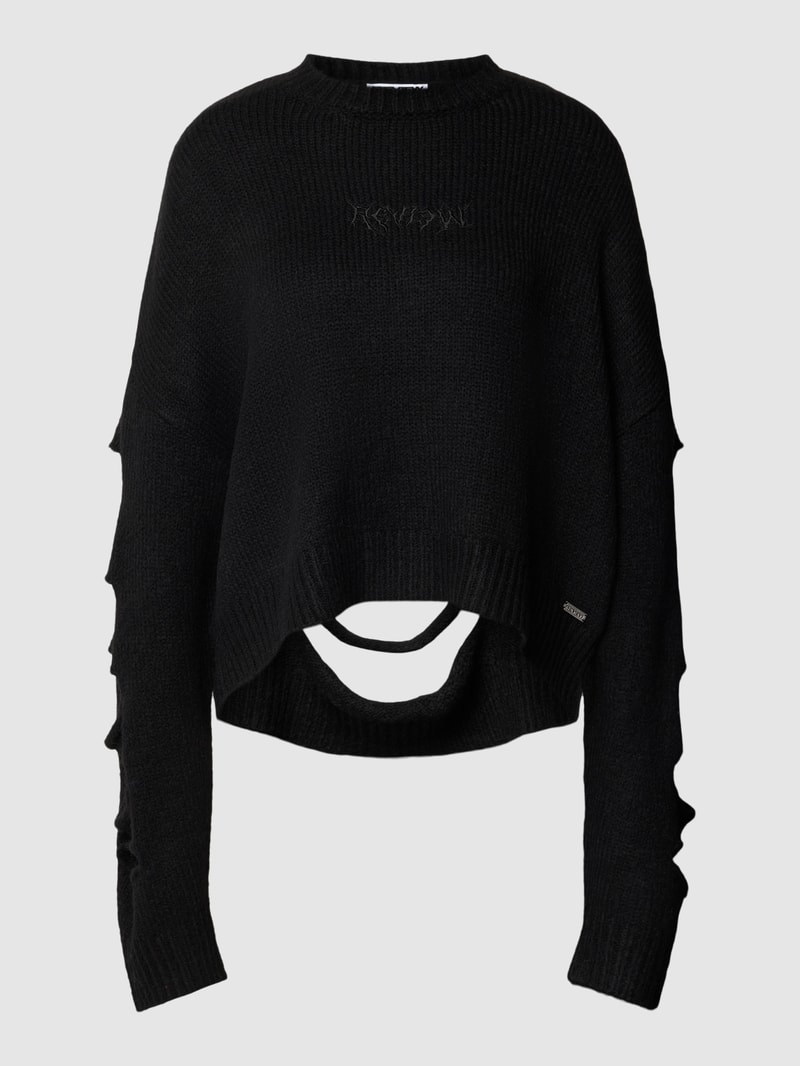 Strickpullover mit rückseitigen Cut Outs in schwarz