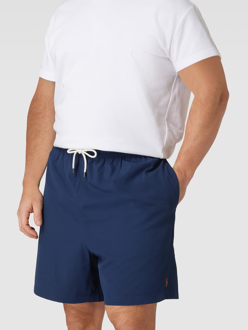 PLUS SIZE Badehose mit Label-Stitching Modell 'TRAVELER' in marineblau