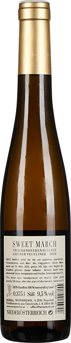 Weinrieder Trockenbeerenauslese Grüner Veltliner Sweet March Halbflasche 2019