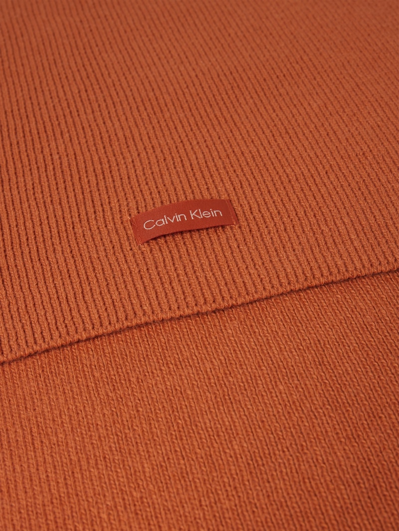 Strickschal mit Label-Patch Modell 'Essential' in dunkel orange