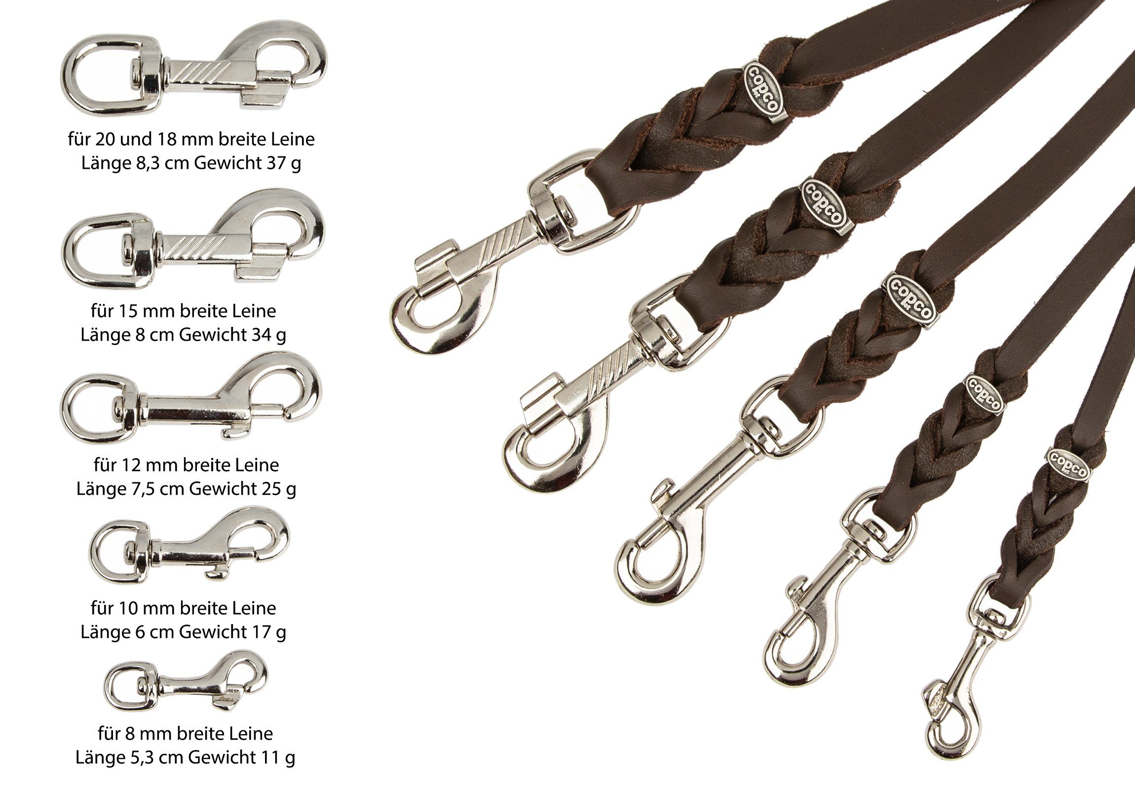 CopcoPet Hundeleine Fettlederleine mit Handschlaufe verchromt, Robust, nachhaltig, Naturprodukt
