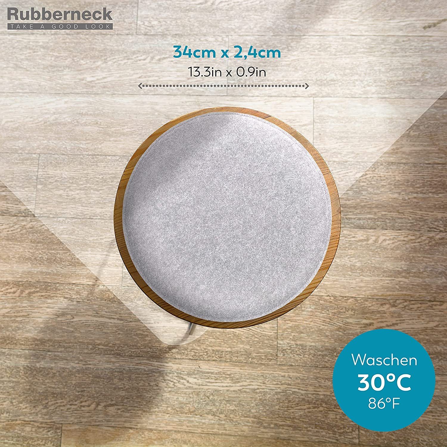 RUBBERNECK Auflagekissen Rutschfeste Filz Sitzkissen rund, Stuhlkissen mit Antirutsch-Noppen, (4 St), auf 30° waschbar