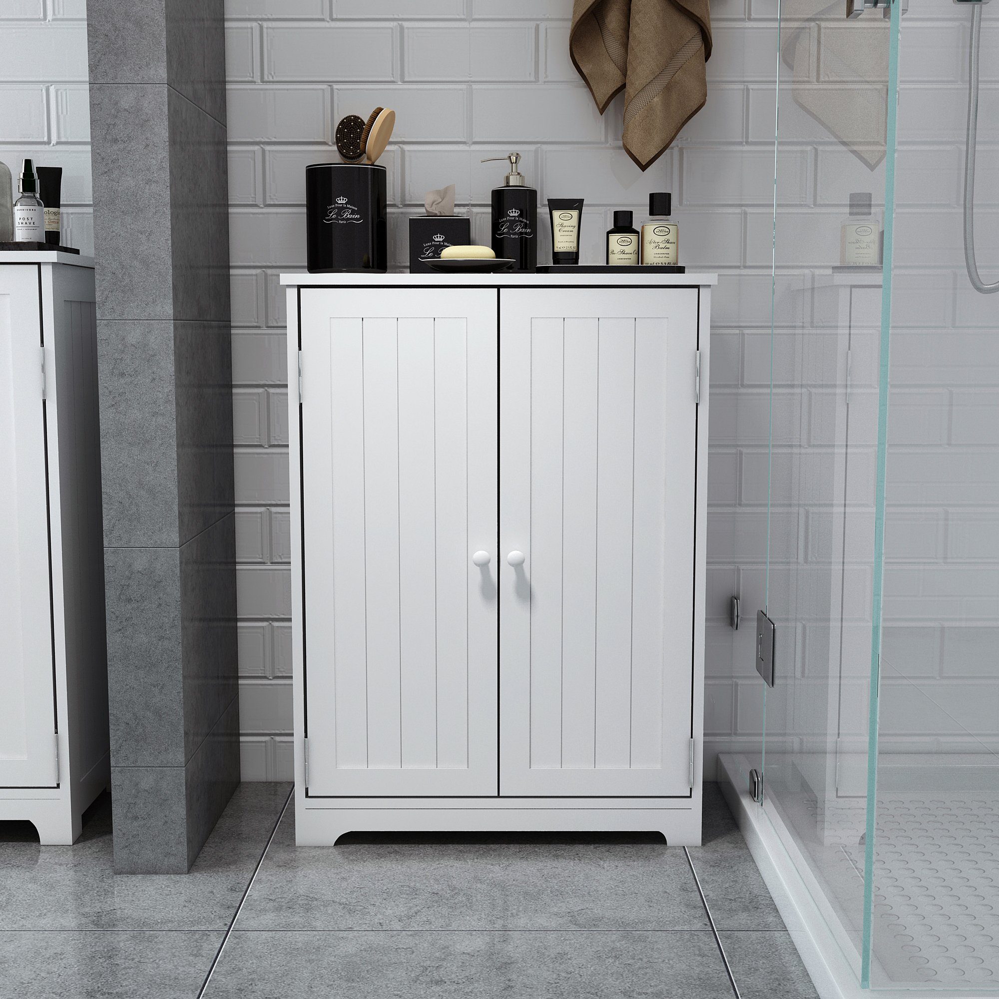 Mondeer Badkommode Badezimmerschrank, mit Stauraum, 30 x 60 x 80 cm, Weiß