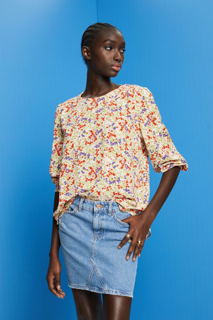 Florale Bluse mit 3/4-Ärmeln