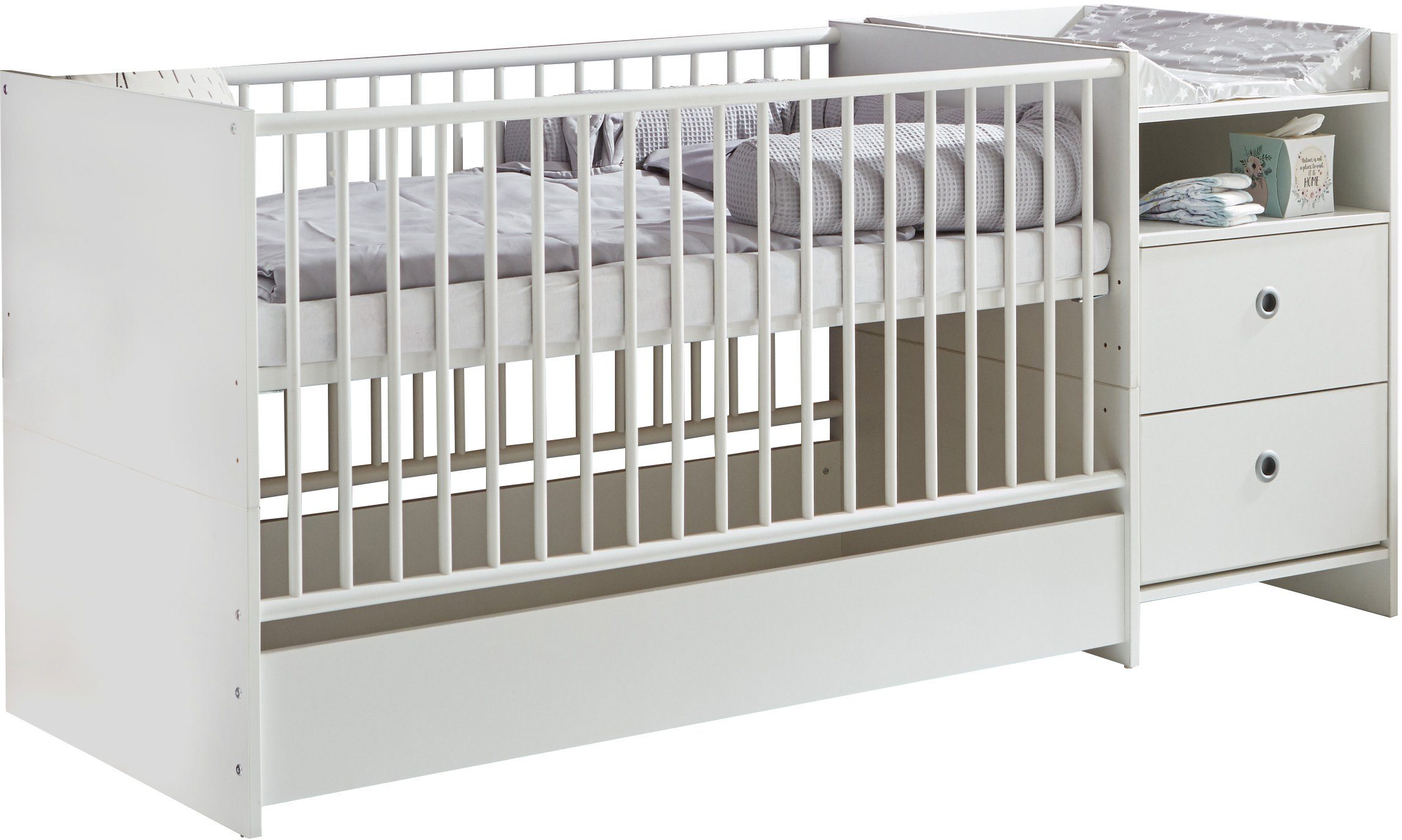arthur berndt Babybett Elly, mit Wickelstation; Umbaubar zum Juniorbett, Spieltisch und Konsole