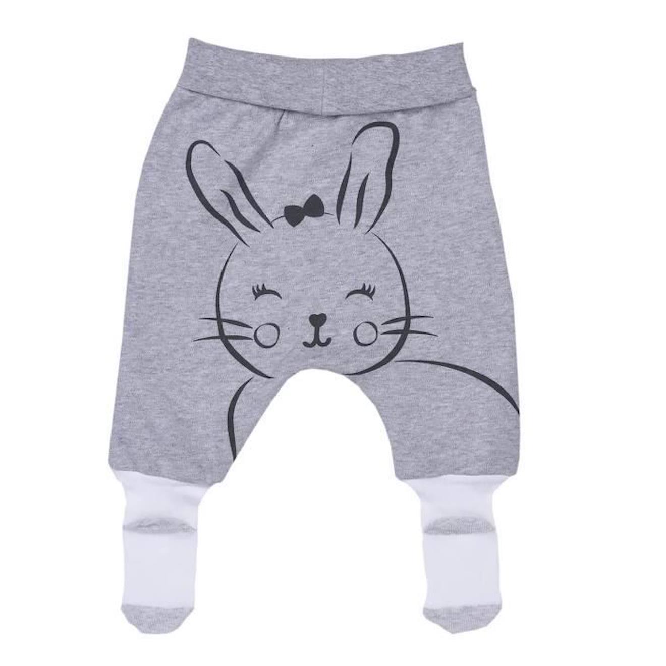 Pantalon bébé à pieds en coton bio, LANA Gris gris