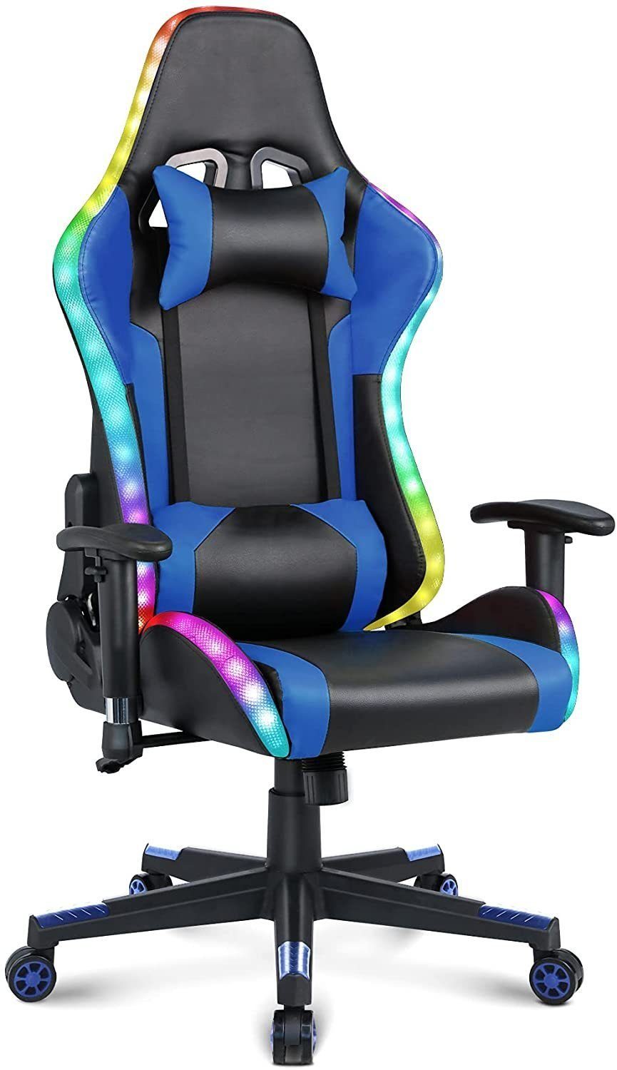 HomeMiYN Gaming Chair Gaming Stuhl Lautsprechern LED-Leuchten ergonomischer Bürostuhl Hoher