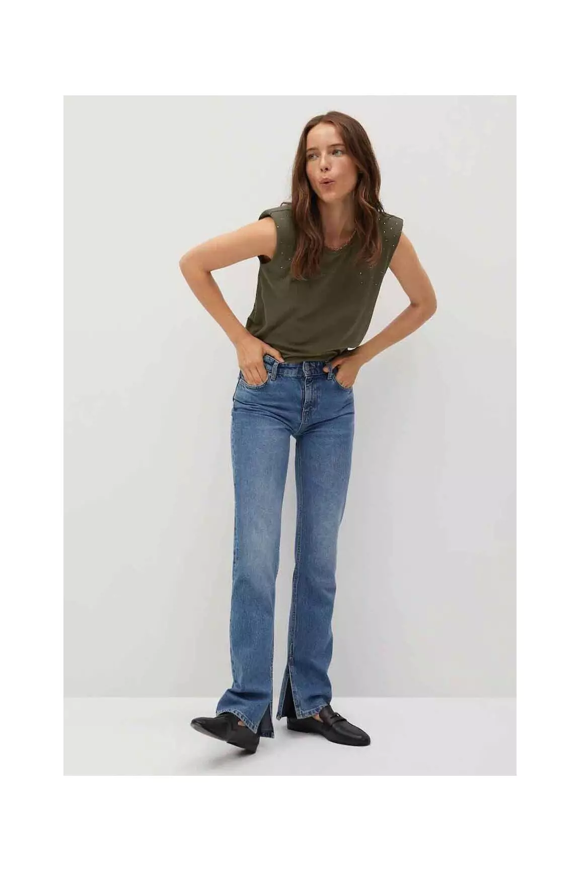 Mango Debardeurs Femme couleur vert