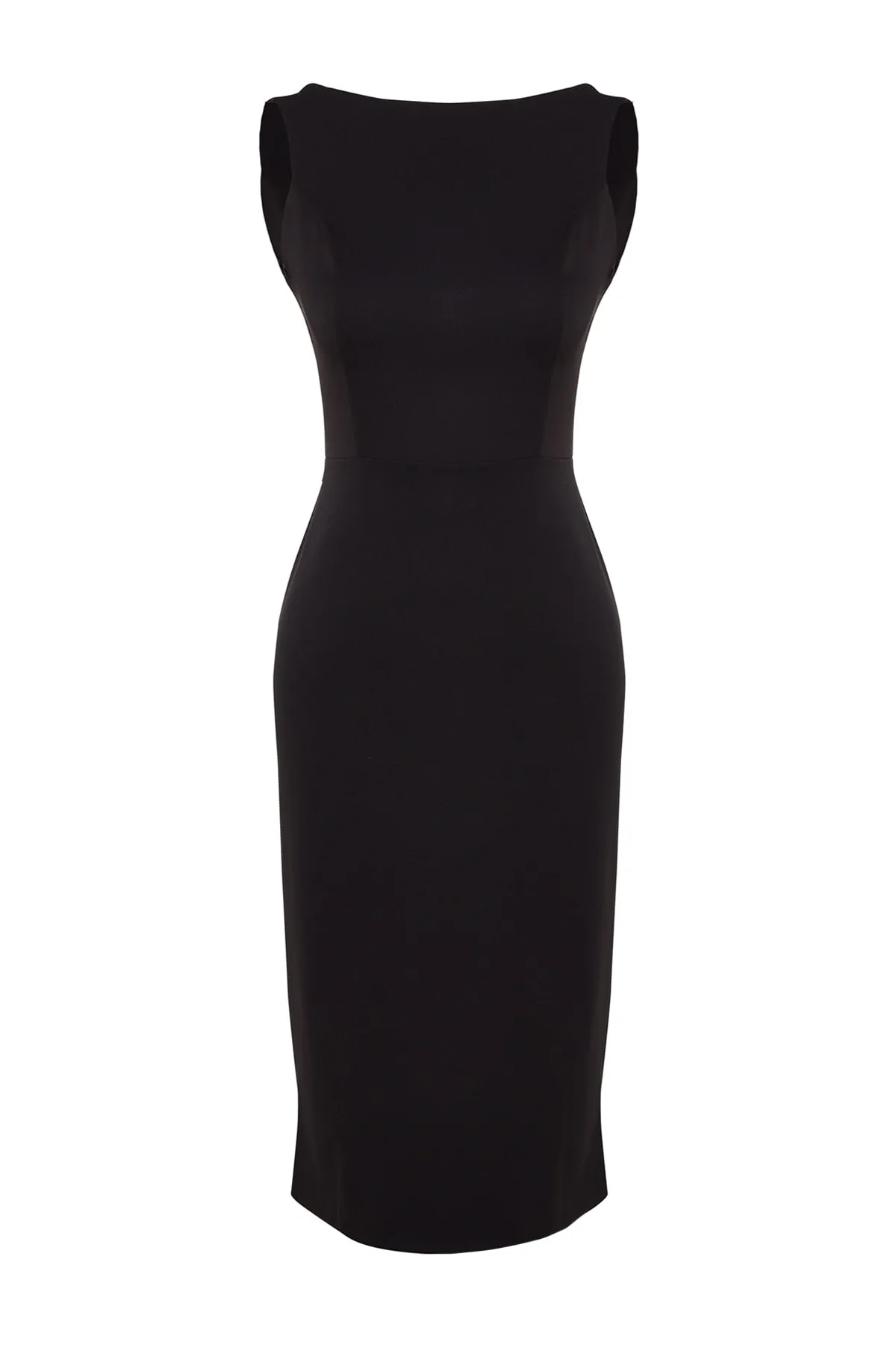 Trendyol Collection  Schwarzes, tailliertes, gewebtes, elegantes Abendkleid TPRSS21EL0023