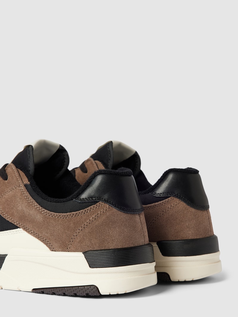 Sneaker mit Kontrastbesatz Modell 'Brookpal' in dunkelbraun