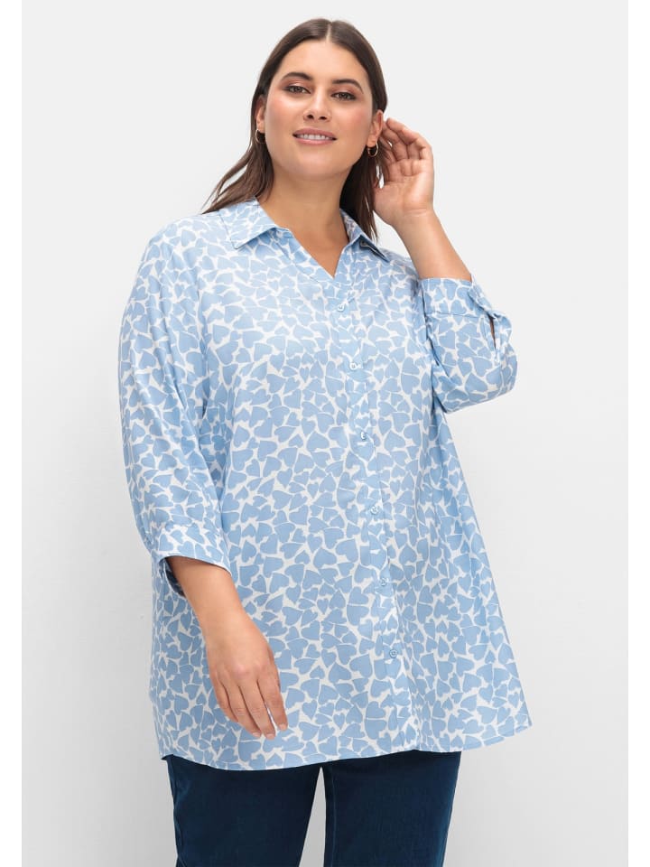 sheego Bluse in blau gemustert günstig kaufen