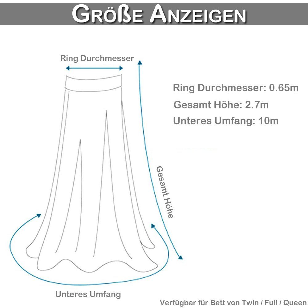 Rosnek Moskitonetz Deckenmontiertes,Dome Betthimmel,für Doppelbett