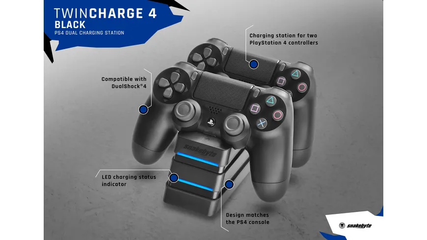 snakebyte PS4 Twin:Charge 4™ (black)