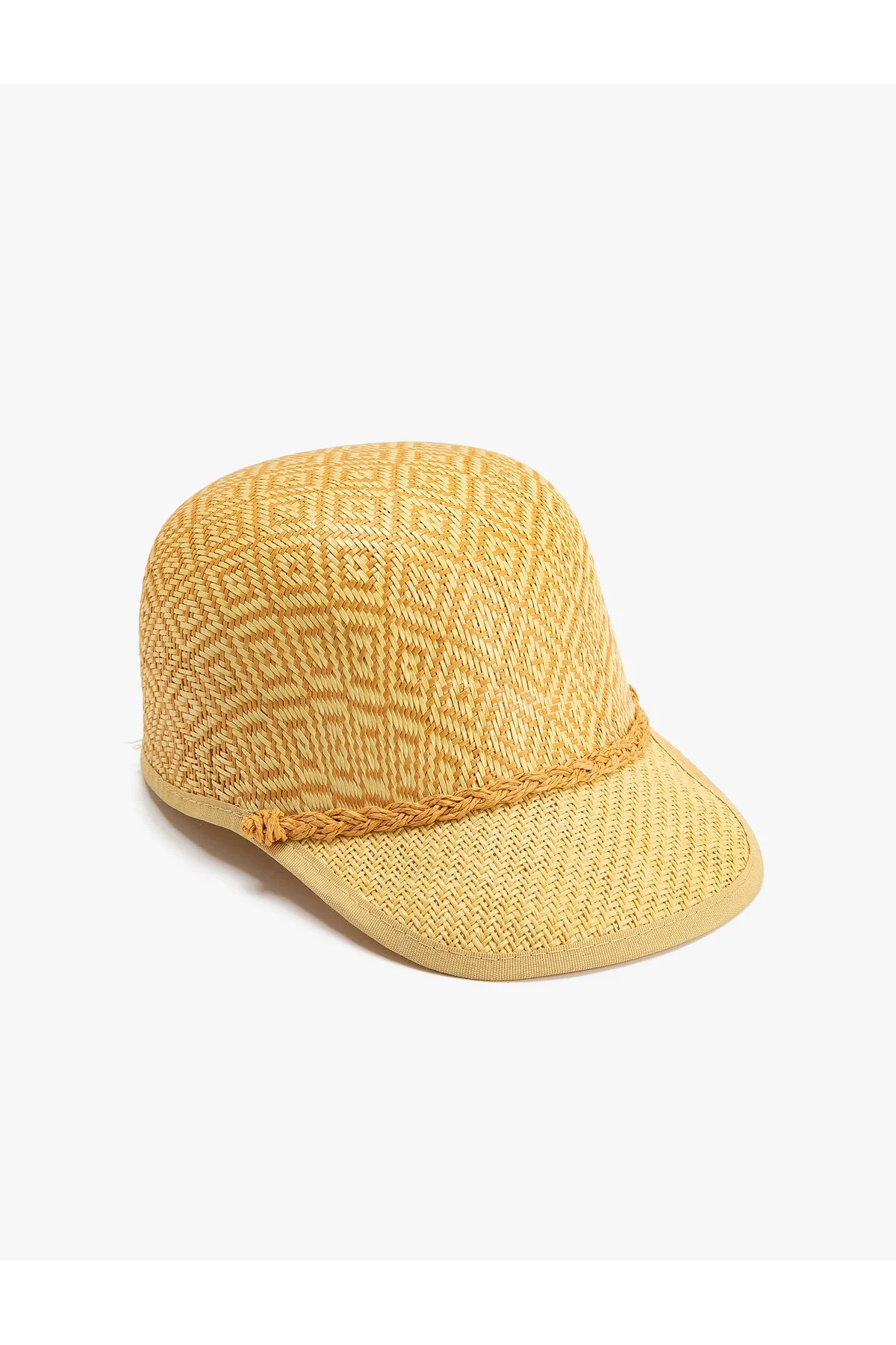 Koton  Strohhutkappe, geometrisch gemustert, gestrickt, detailliert