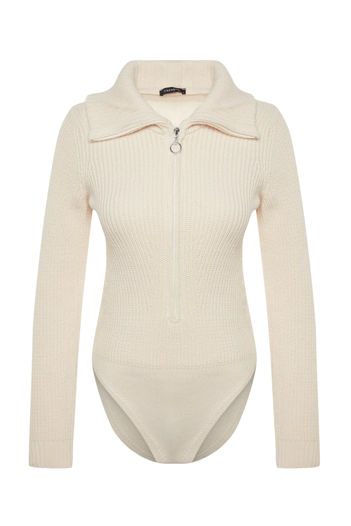 Trendyol Collection  Steinfarbener Strickbody mit Reißverschluss und Druckknöpfen TWOAW24BD00025