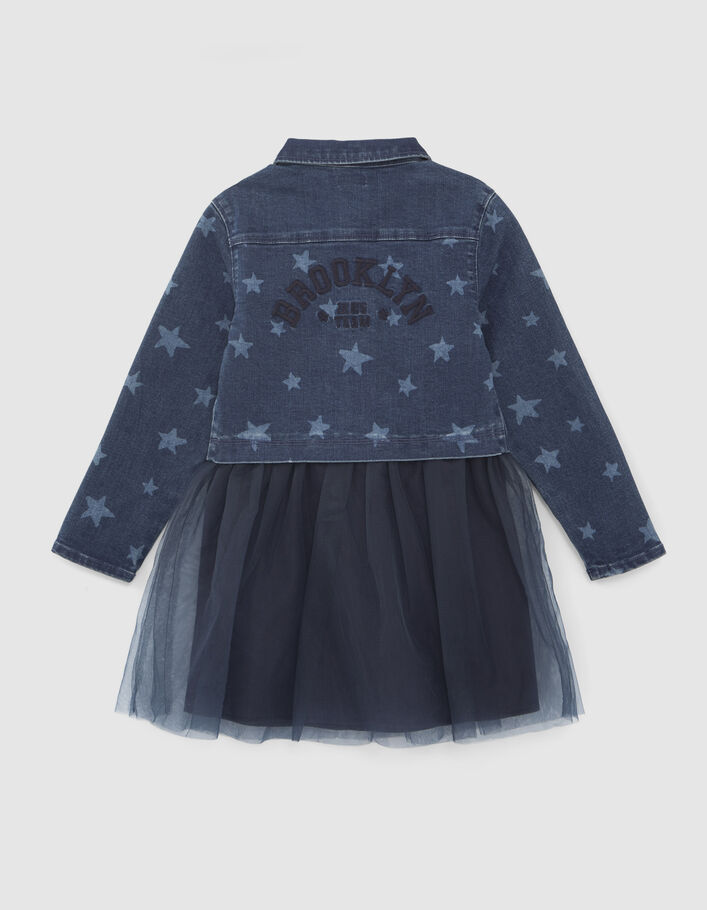 Robe-tutu marine bi matière fille