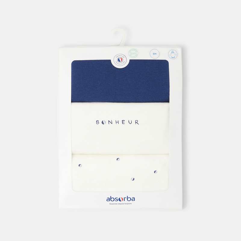 Lot de 3 bodies manches longues en coton bio bleu mixte Absorba