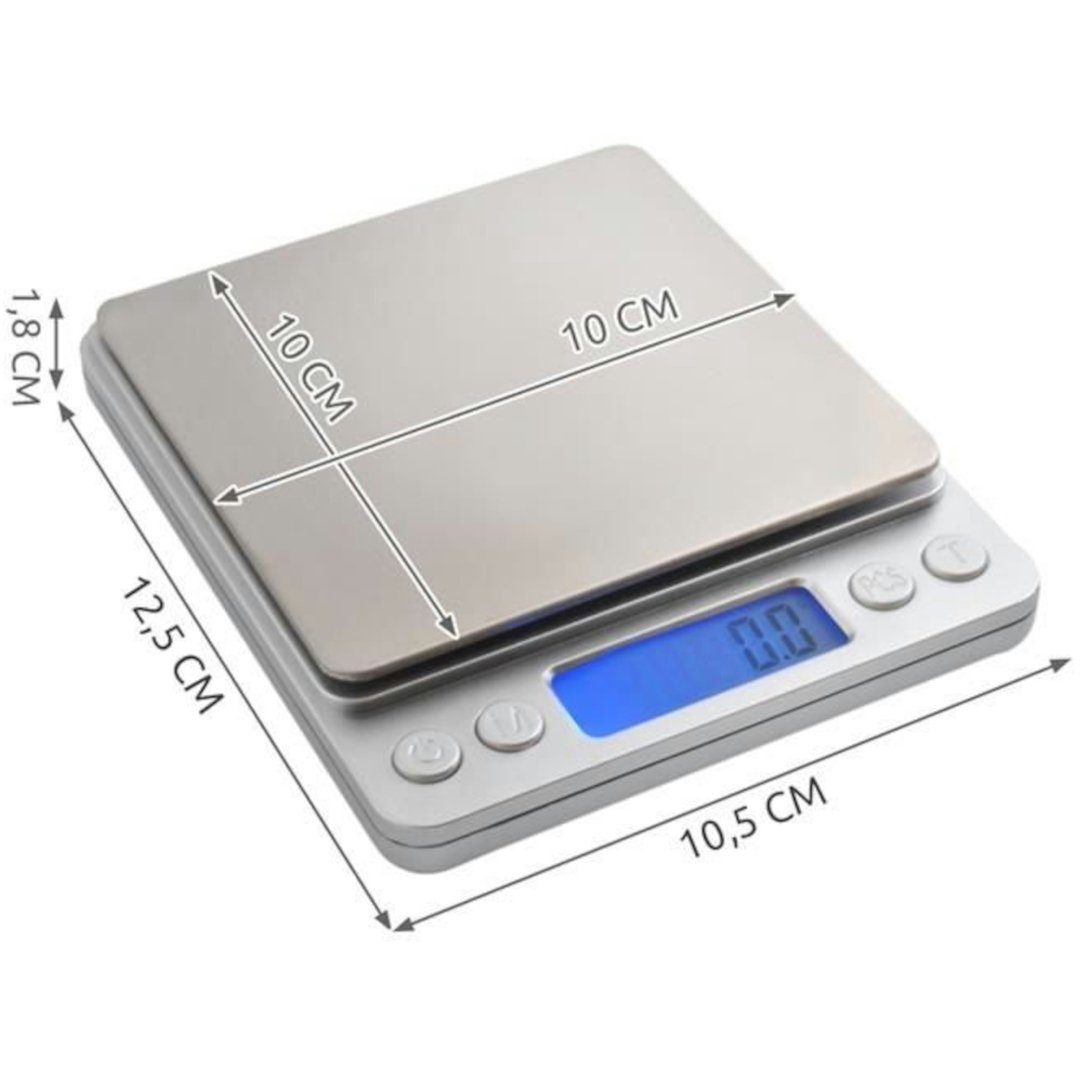 ISO TRADE Küchenwaage Küchenwaage 2 kg, (Goldwaage Präzisionswaage Digitalwaage, 4-tlg., wiegen, Waage, 2kg, LCD Display), Feinwaage Digitale