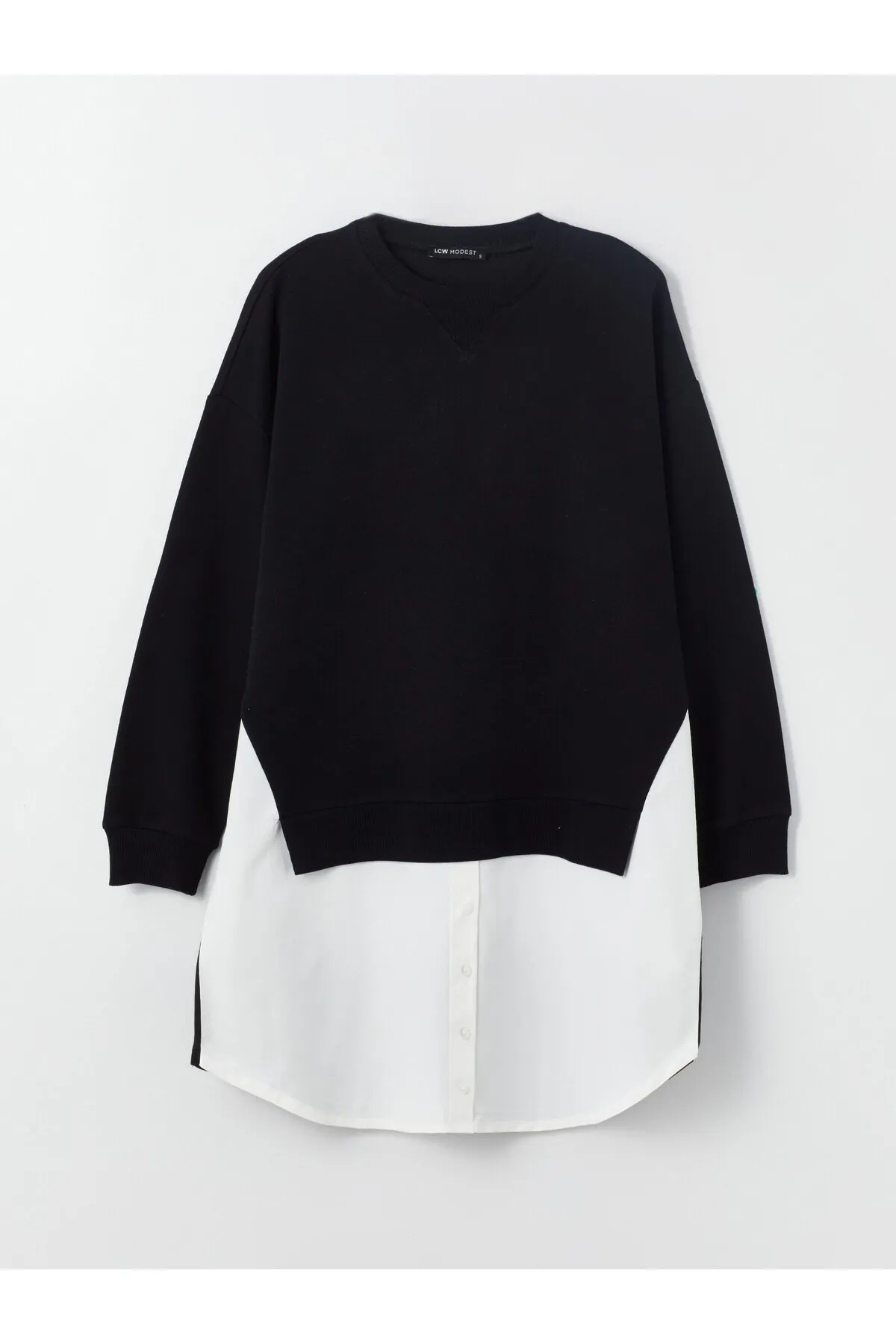 LC Waikiki  Rundhalsausschnitt, einfarbig, langärmelig, Oversize-Damen-Sweatshirt-Tunika
