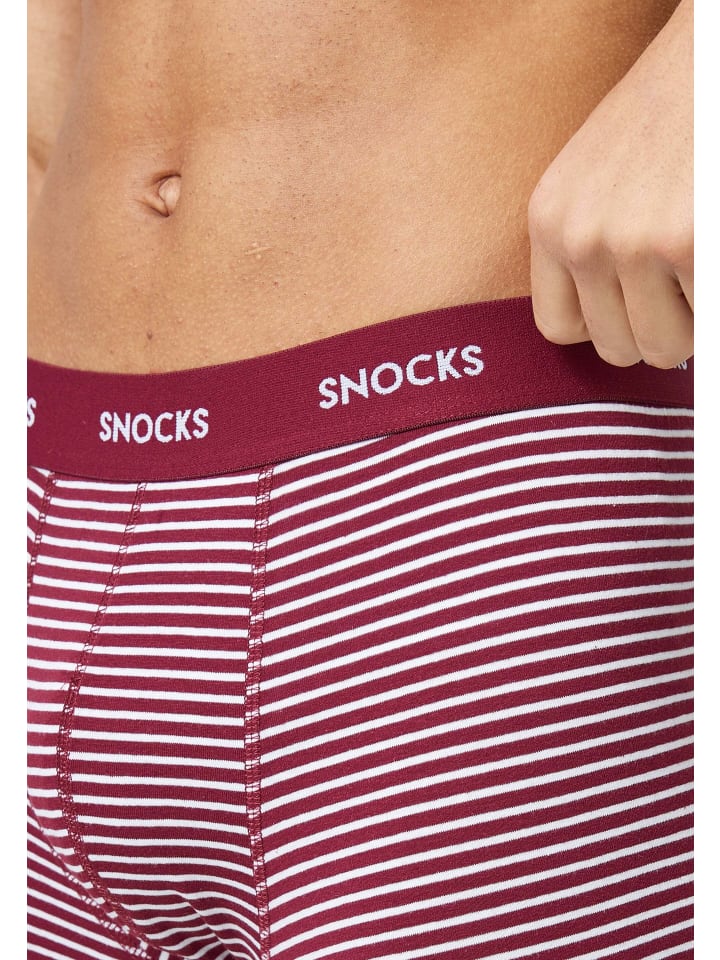 SNOCKS Boxershorts aus Bio-Baumwolle 6 Stück in Rote Streifen günstig kaufen