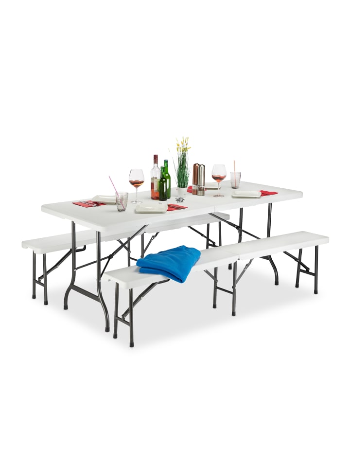 relaxdays Bierzeltgarnitur in Weiß günstig kaufen onesize