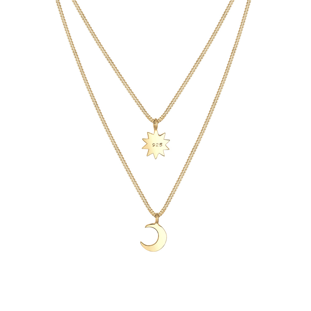 Elli Elli Collier Layer Halbmond Sonne Astro 925er Sterling Silber collier