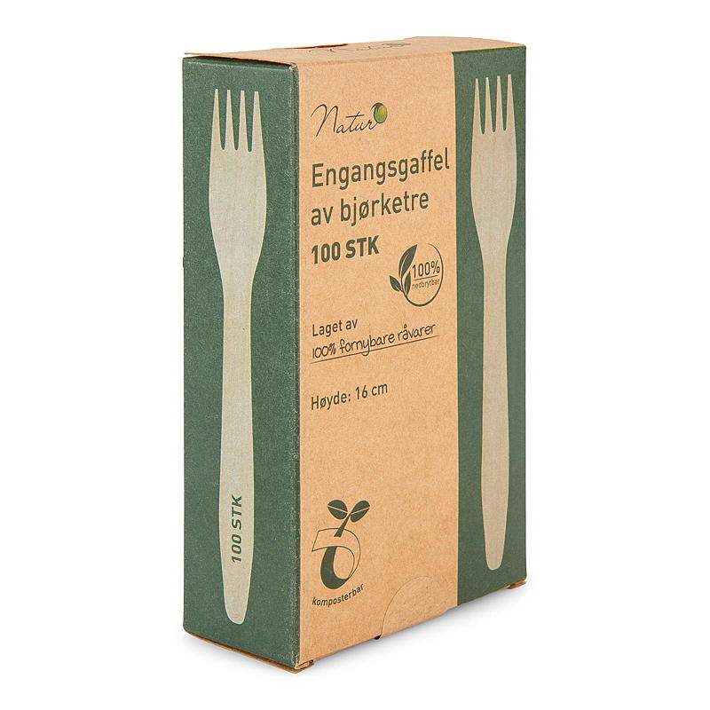 Natur Engangsgaffel 100-pk, av tre
