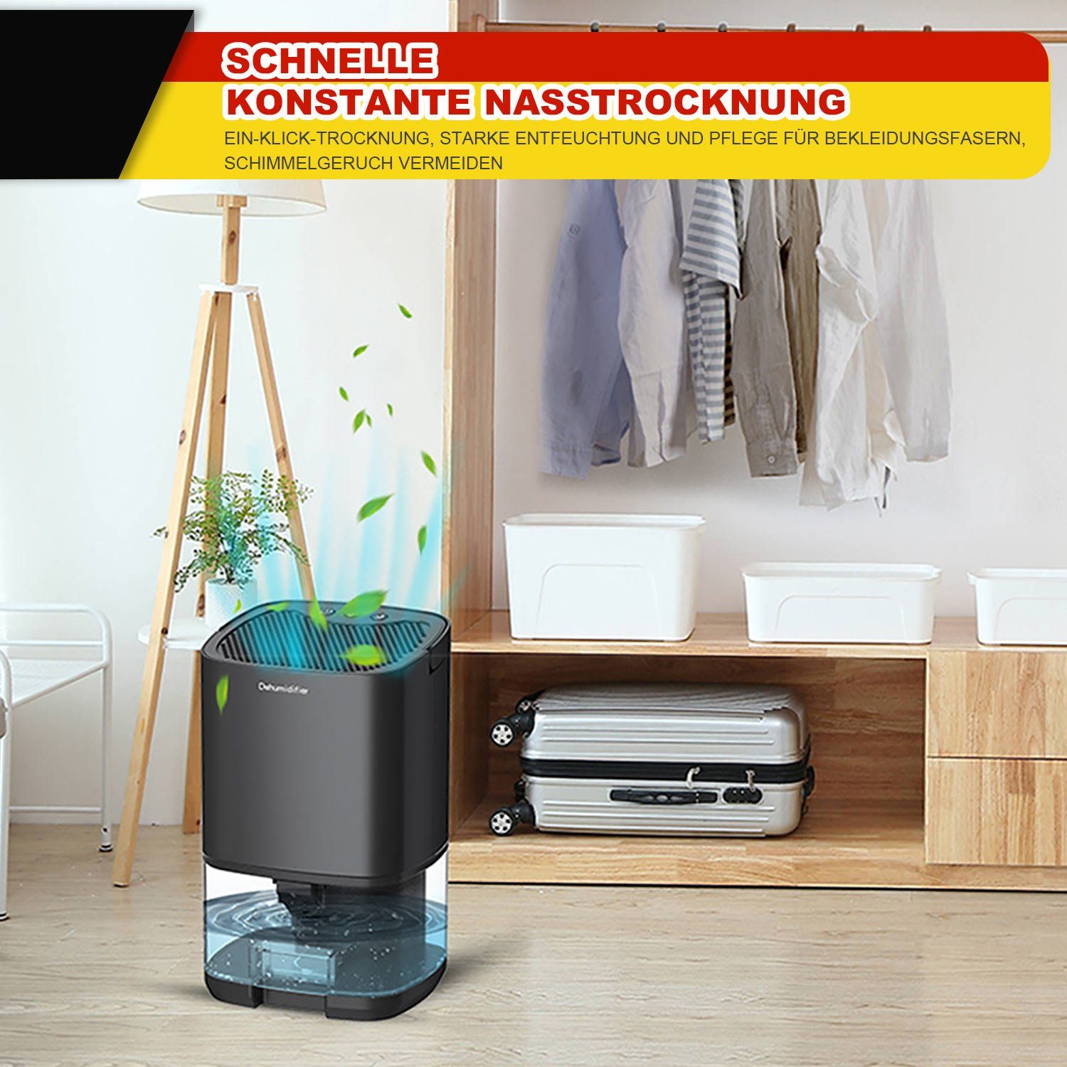 MAGICSHE Luftentfeuchter Elektrischer Entfeuchter 0,35 l/Tag für 26 m² Räume
