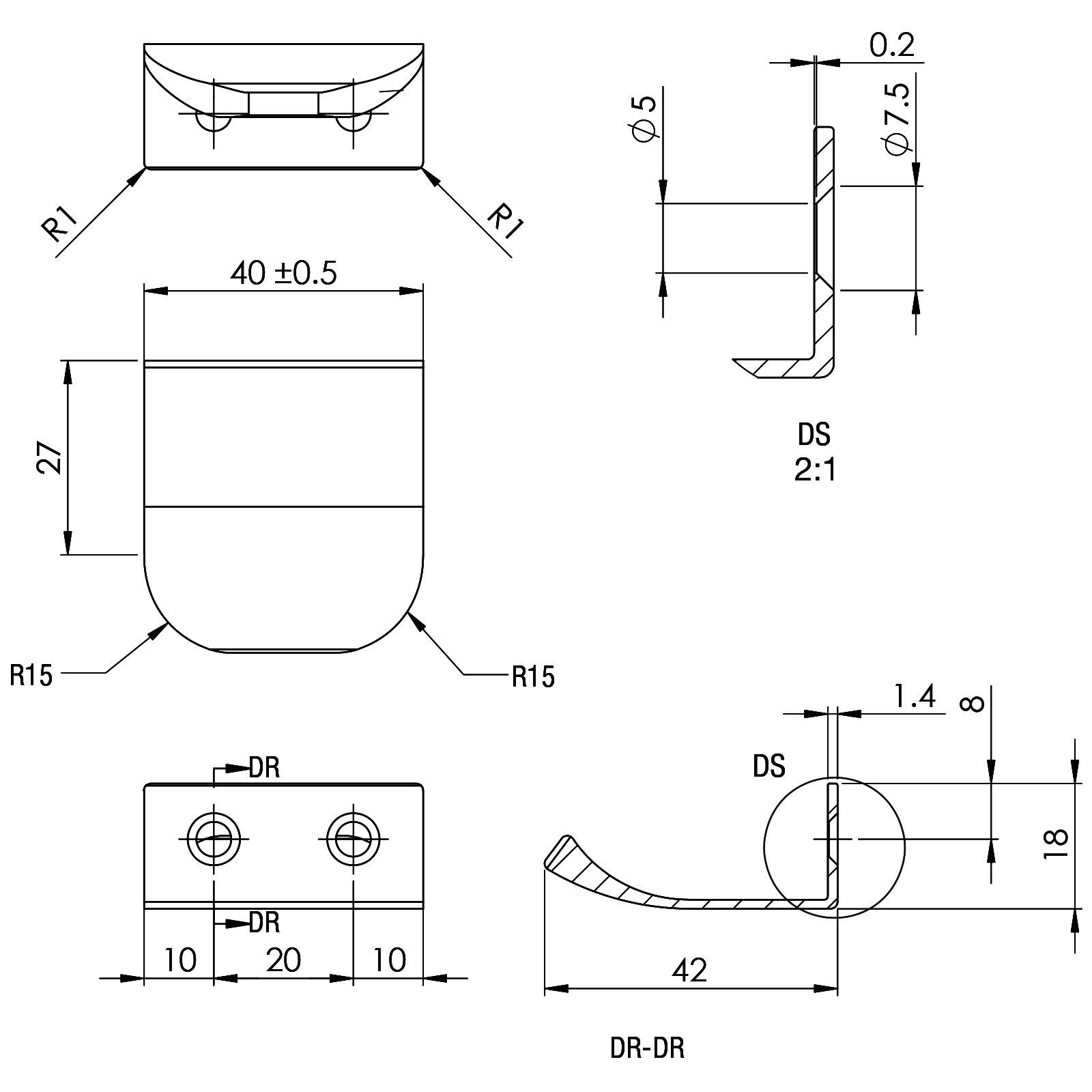 SO-TECH® Möbelgriff BLANKETT TOMMY schwarz gebürstet 40 - 350 mm, 40 - 350 mm incl. Schrauben