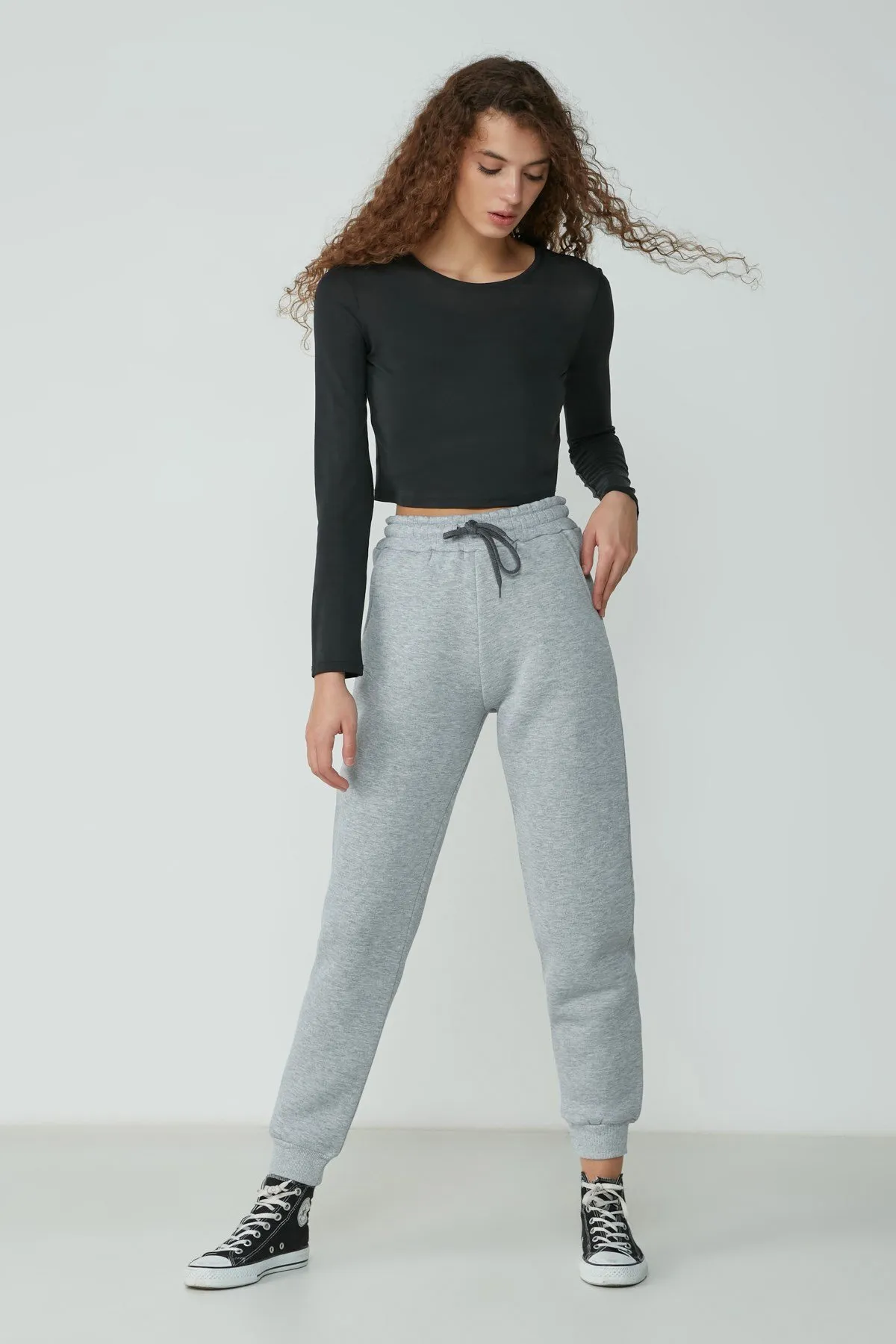 C&City  Jogginghose mit Bündchen am Bein, 903 Grau