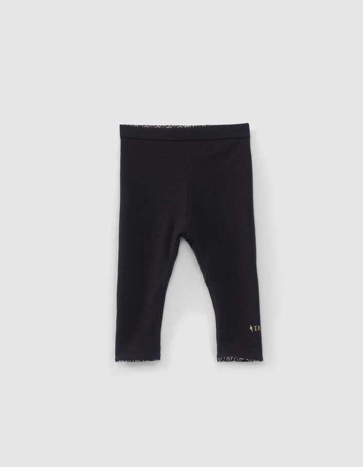 Leggings réversible imprimé rock et noir bébé fille