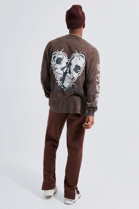 Langärmliges Oversize T-Shirt mit Print