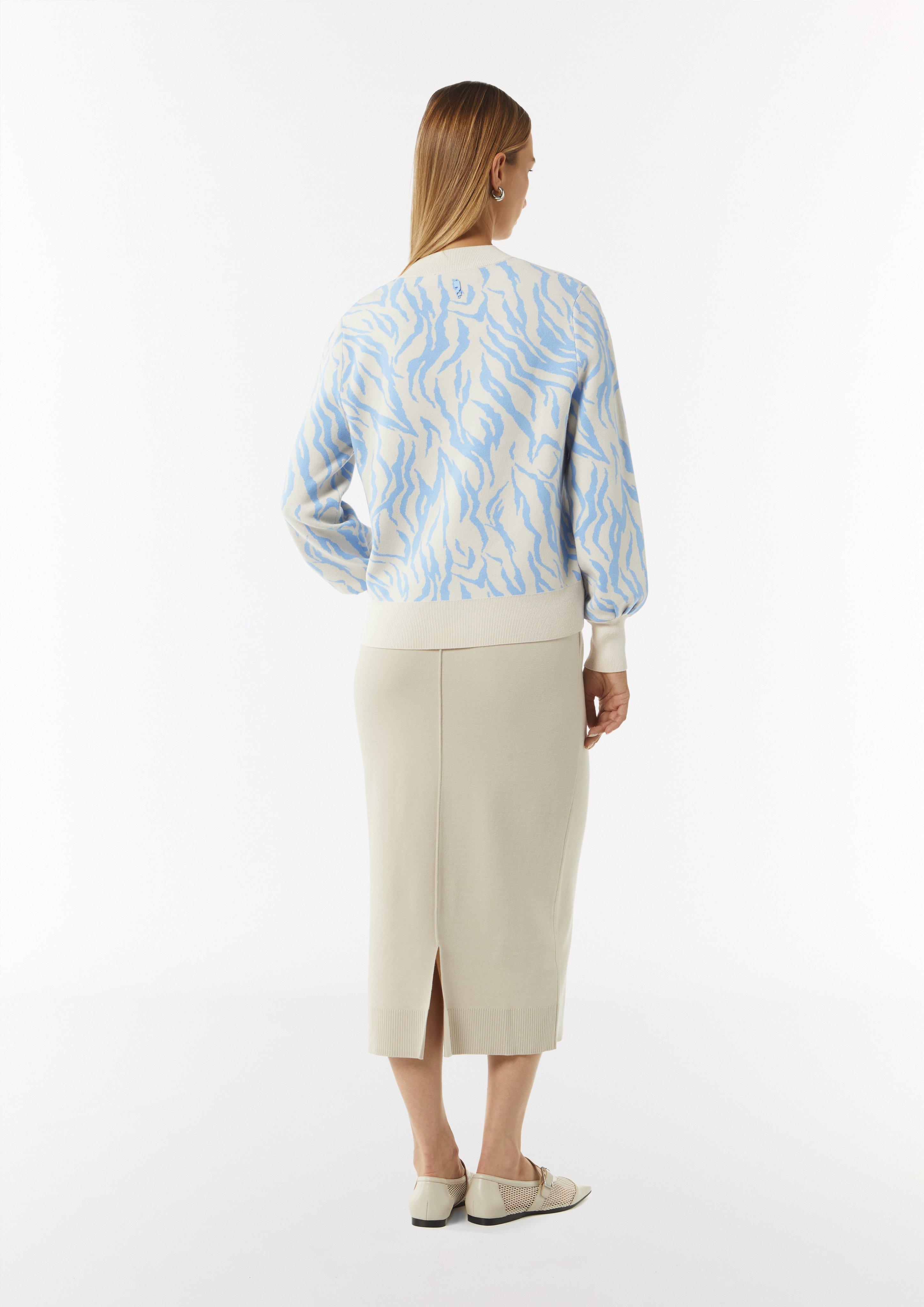 Feinstrickpullover mit Jacquard-Muster - himmelblau