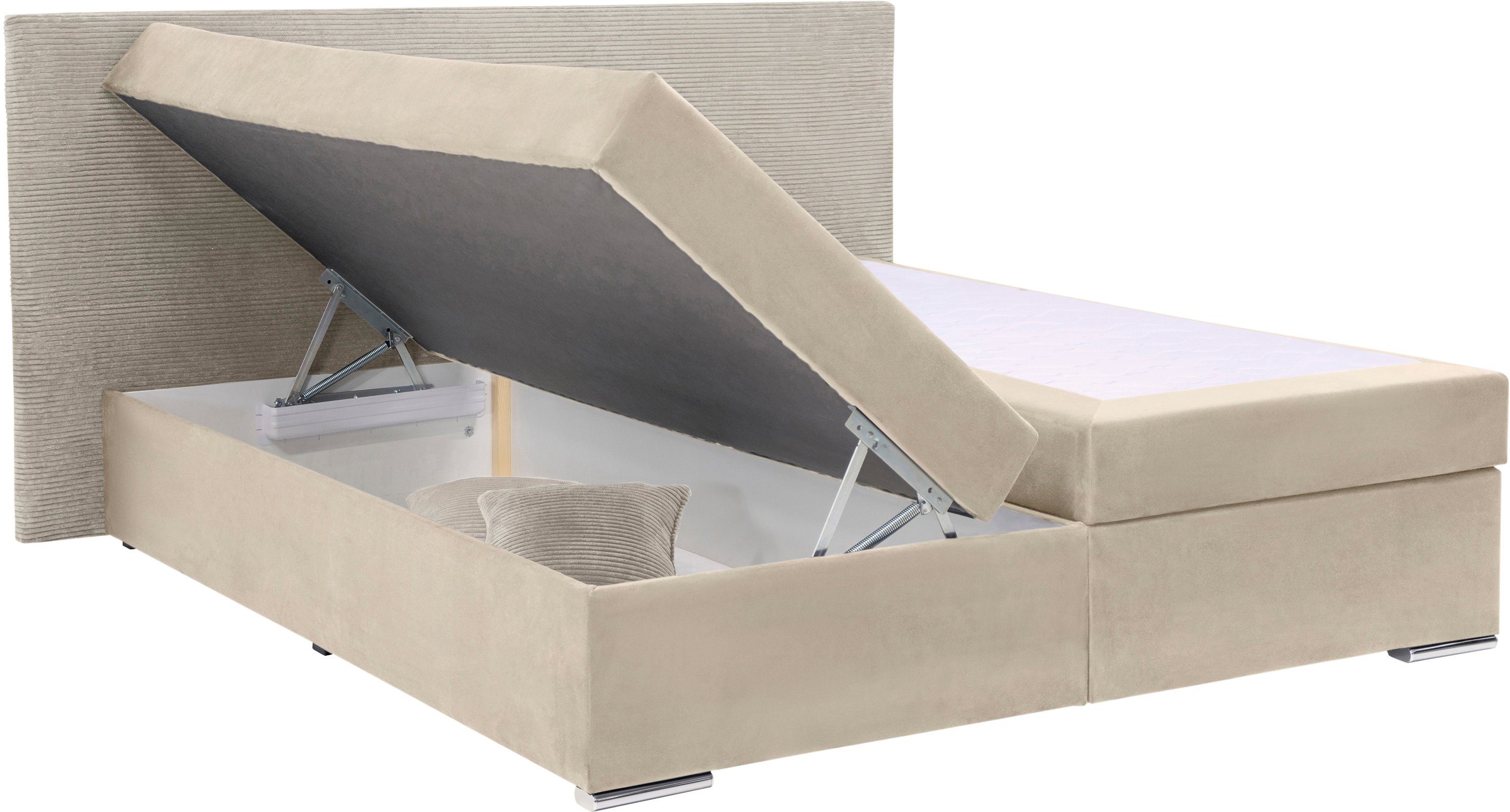 INOSIGN Boxbett Evina, Inkl. Stauraum und Topper, wahlweise in H2 oder H3