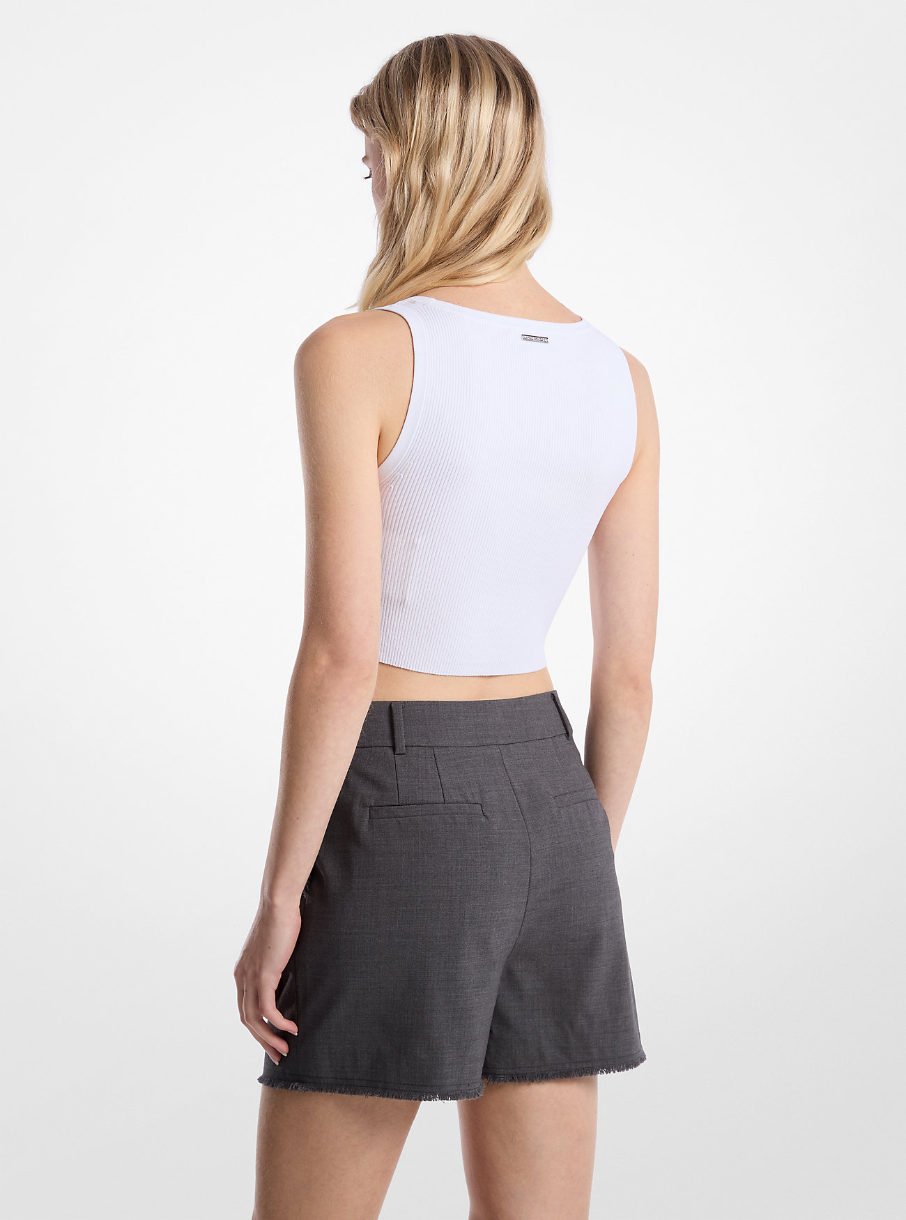 Frynsete, elastiske ullshorts med plissering – DERBY HEATHER
