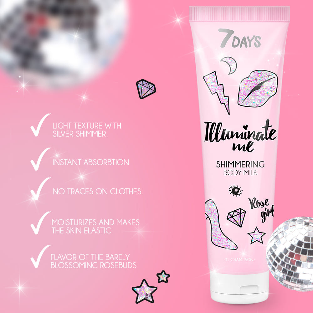 7days Rose Girl Shimmering Body Milk Lait corps chatoyant