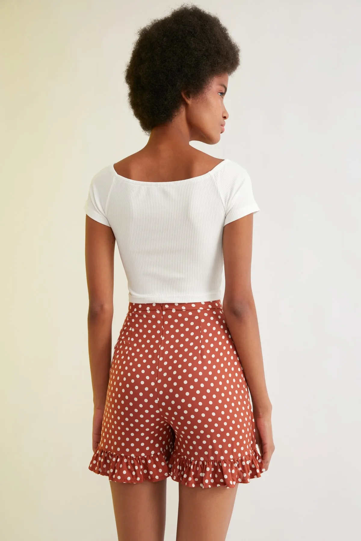 Trendyol Collection  Tile Polka Dot Woven Shorts Rock TWOSS21SR0472