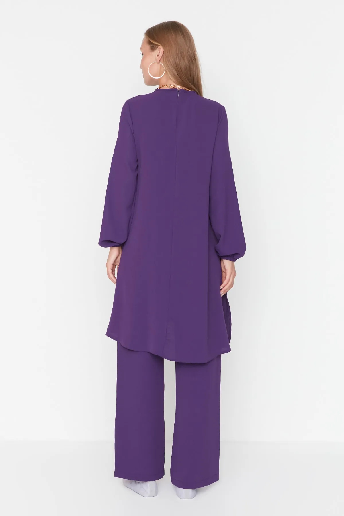 Trendyol Modest  Lila Aerobin Tunika-Hose mit elastischen Ärmeln und weitem Bein, gewebter Anzug TCTSS22US0023